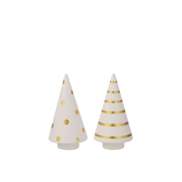 TREE CERAMIC DOTS/STRIPES GOLD/WHITE MEDIUM ASS2