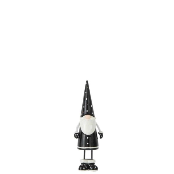 SANTA STANDING DOTS CERAMIC BLACK/WHITE SMALL