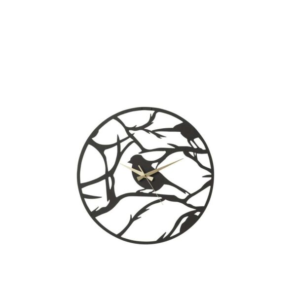 CLOCK BIRD METAL BLACK