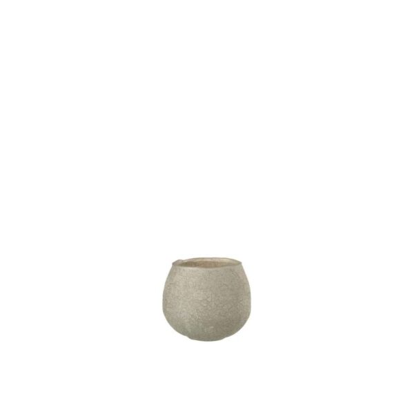 TEALIGHT HOLDER CRACKLE BALL GLASS GREY