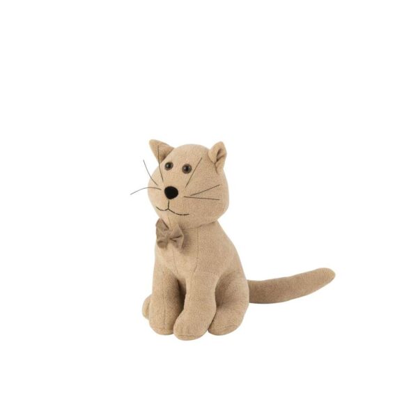 DOOR STOP CAT+BOW TIE BOUCLÉ BEIGE