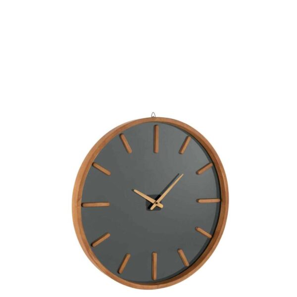 WALL CLOCK ROUND WOOD/GLASS BROWN/BLACK MEDIUM