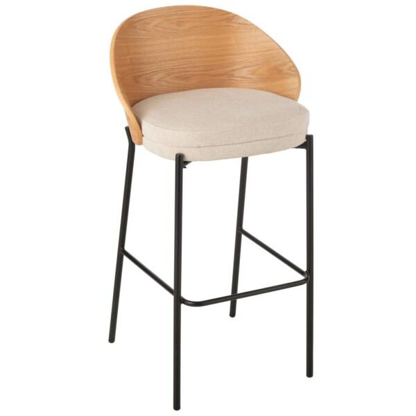 BAR CHAIR LONE PLY WOOD/METAL NATURAL/BEIGE