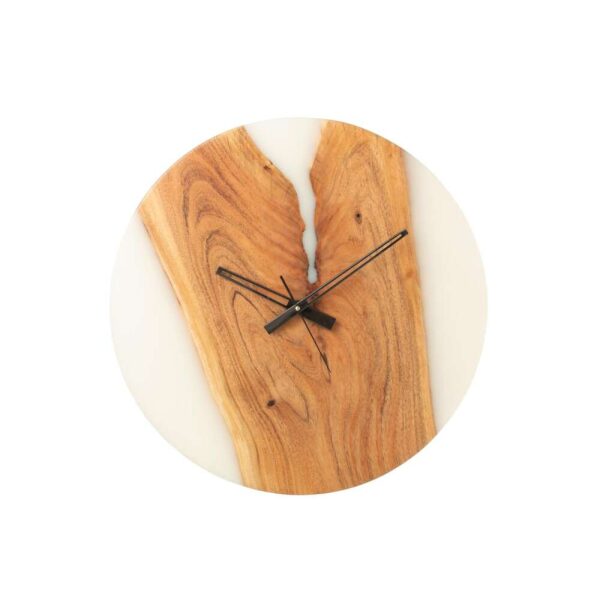 WALL CLOCK MODERN ACACIA WOOD/RESIN NATURAL/WHITE