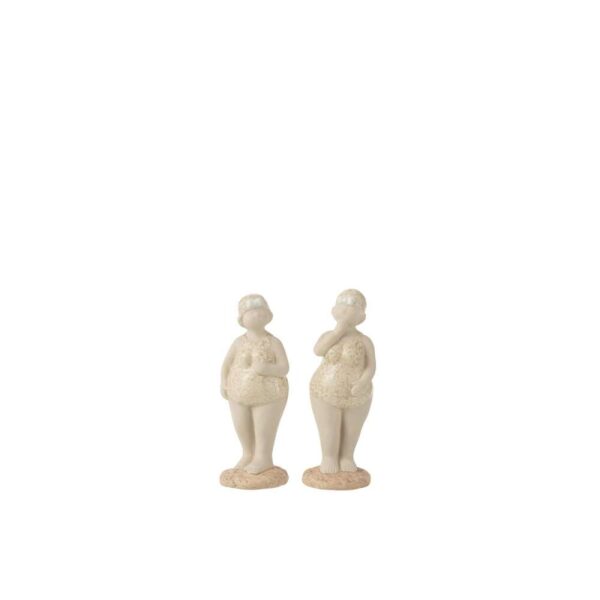 WOMAN BATHING SUIT STANDING CERAMIC BEIGE SMALL ASSORTMENT OF 2