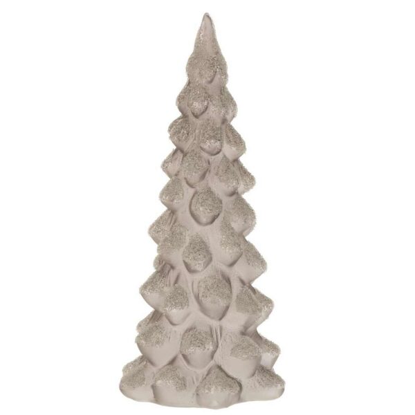 CHRISTMAS TREE DECO SUGAR GLASS FROSTED GREY LARGE