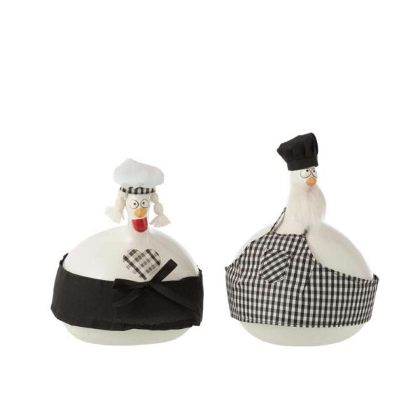 CHICKEN CHEF CERAMIC WHITE/BLACK L ASSORTMENT OF 2