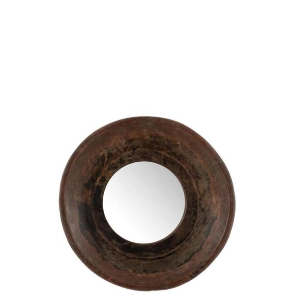MIRROR ROUND BOWL SHAPED RECYCLED WOOD BROWN