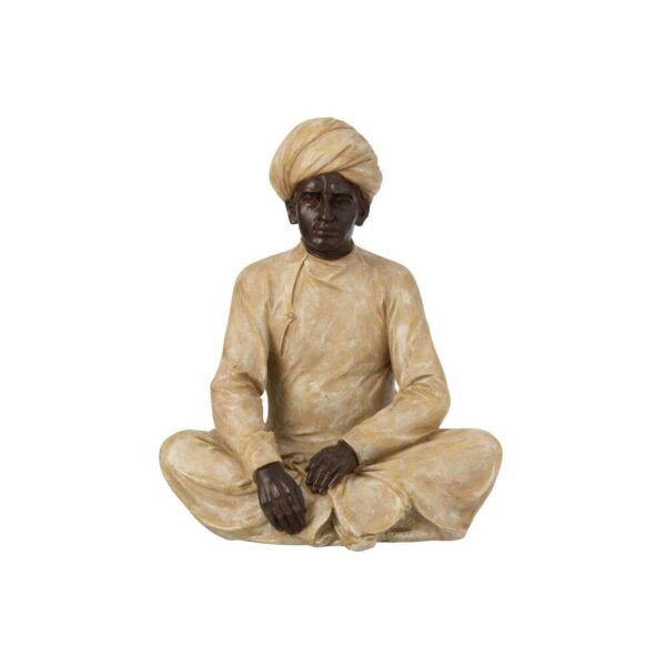 INDIAN FIGURE SITTING POLY BEIGE/BROWN LARGE