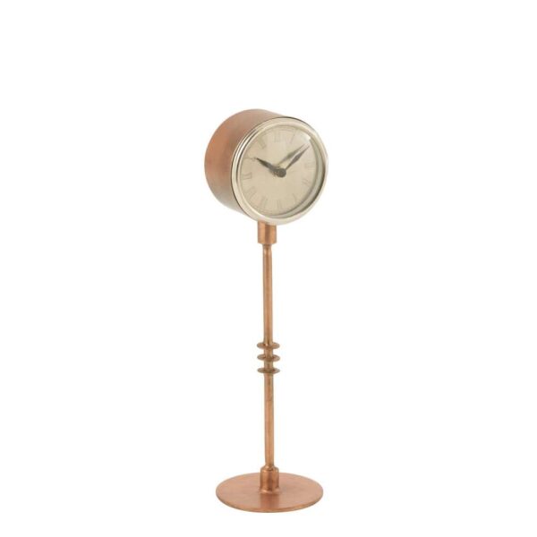 CLOCK ON FOOT ANTIQUE METAL COPPER LARGE