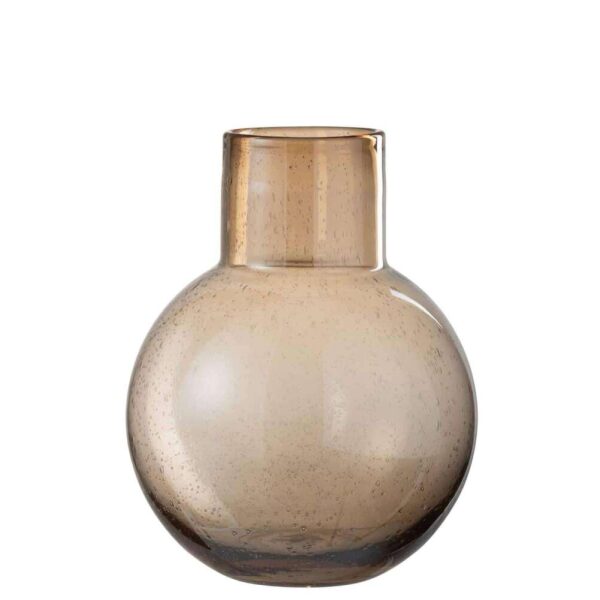 VASE ORB WITH NECK GLASS AMBER LARGE