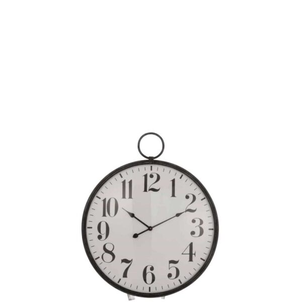 CLOCK ROUND BALL GLASS METAL BLACK