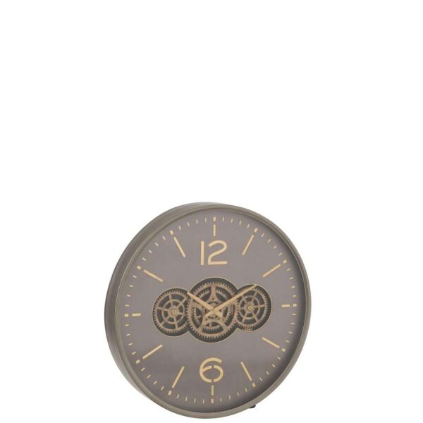 CLOCK HOLLOW GEARS  MDF GREY/GOLD LARGE
