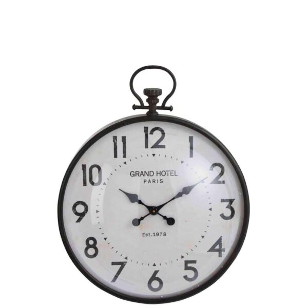 CLOCK BALL ROUND METAL BLACK GLASS LARGE