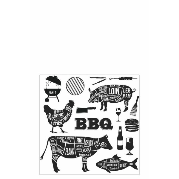 PACK 20 NAPKINS BARBECUE PAPER WHITE/BLACK SMALL