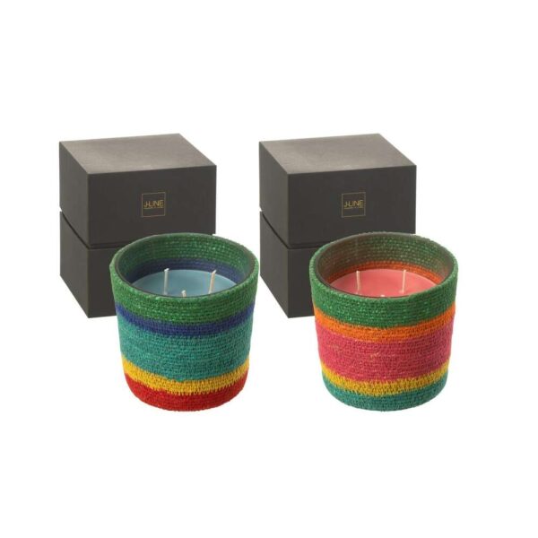 SCENTED CANDLE BASKET PINK WAX MIX SMALL-45 HOURS ASSORTMENT OF 2