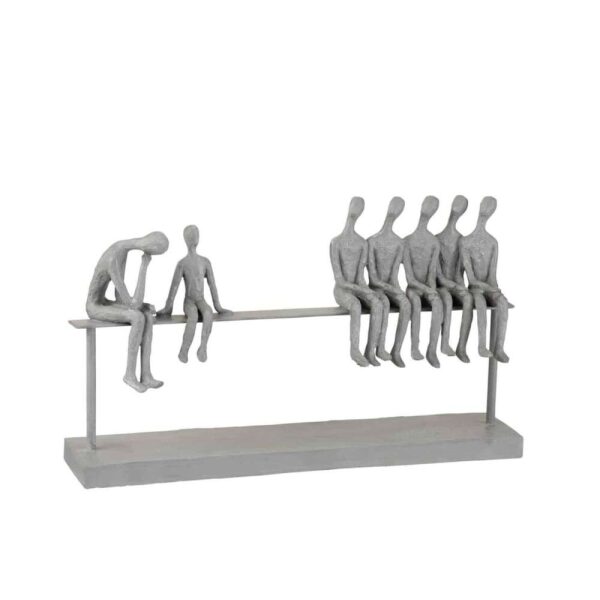 7 PEOPLE SITTING ON A BANK POLY GREY