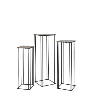 SET OF 3 SIDETABLES HIGH ALUMINIUM GOLD/BLACK