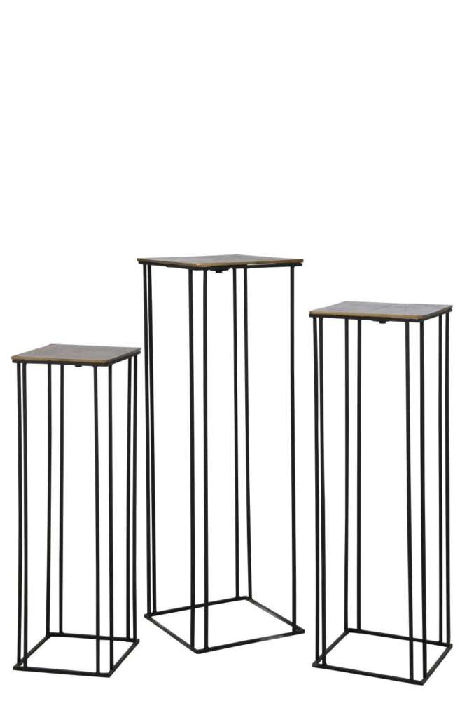 SET OF 3 SIDETABLES HIGH ALUMINIUM GOLD/BLACK