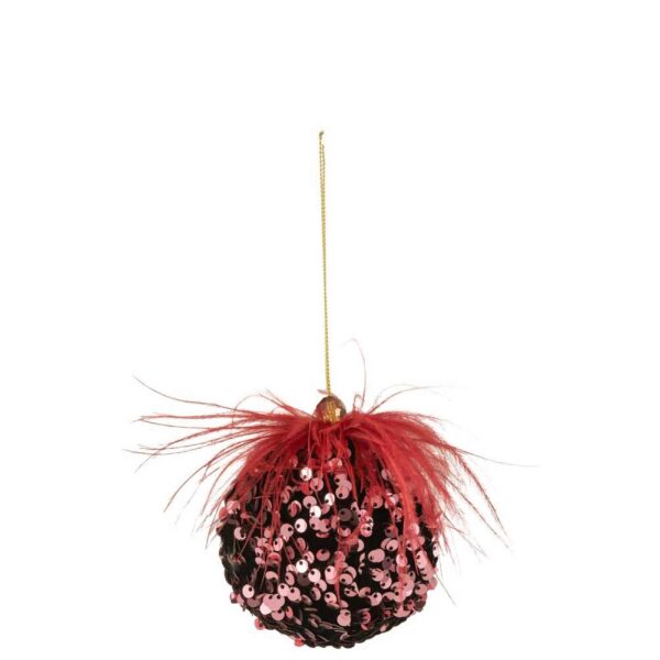 CHRISTMAS BAUBLE SEQUINS FEATHERS BORDEAUX