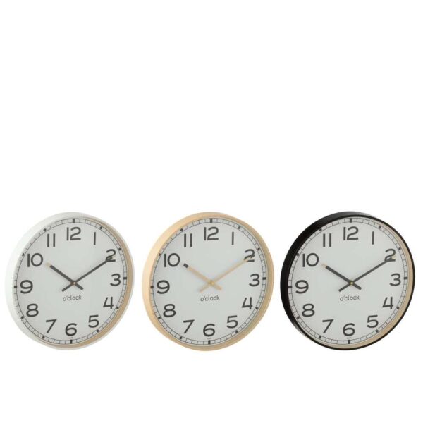 WALL CLOCK ROUND PLASTIC BEIGE/WHITE/BLACK LARGE ASSORTMENT OF 3