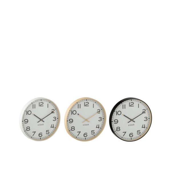 WALL CLOCK ROUND PLASTIC BEIGE/WHITE/BLACK SMALL ASSORTMENT OF 3