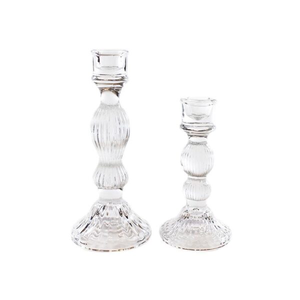 Lysestake Glass M/Riller Stor 20Cm