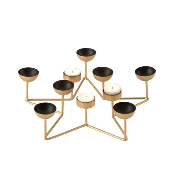 T-LIGHT HOLDER STAR METAL BLACK/GOLD