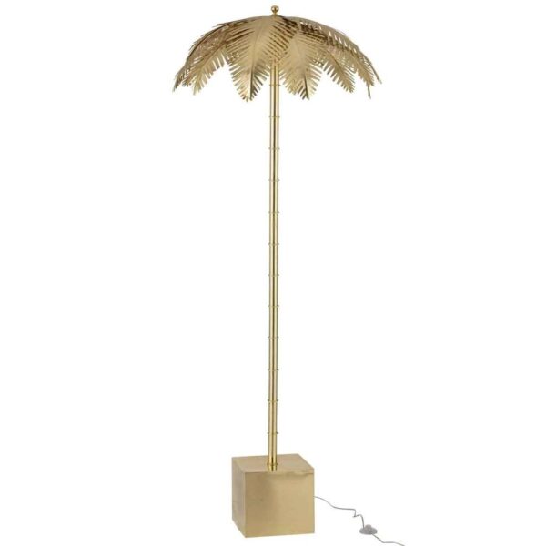 LAMP STANDING COCONUT LEAVES STEEL GOLD