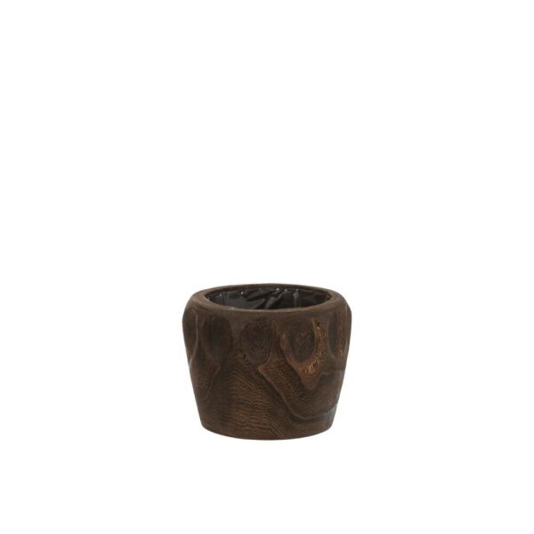 FLOWERPOT THIBOBO PAULOWNIA WOOD+PLASTIC DARK BROWN SMALL