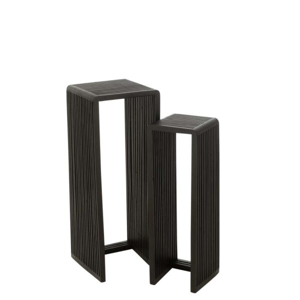 SET OF 2 SIDE TABLES CUBIC RECYCLE TEAK BLACK