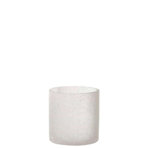 HURRICANE CYLINDER CRAQUELURE GLASS FROSTED WHITE MEDIUM