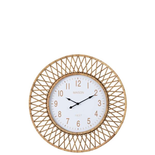 WALL CLOCK WONDER RATTAN/PLYWOOD NATURAL/WHITE LARGE
