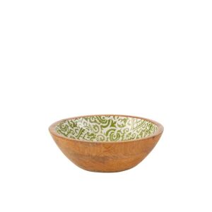 BOWL PATTERN MANGO WOOD GREEN/WHITE SMALL
