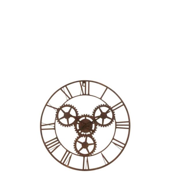 CLOCK ROMAN NUMERALS WHEELS METAL RUST