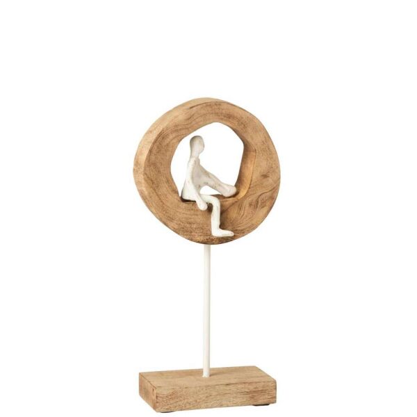 FIGURE THINKER RING LOW MANGO WOOD/ALUMINIUM NATURAL/WHITE