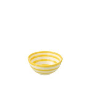BOWL GRANADA STRIPES HIGH CERAMIC WHITE/YELLOW SMALL