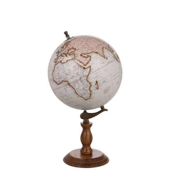 GLOBE ON FOOT WOOD WHITE/NATURAL LARGE