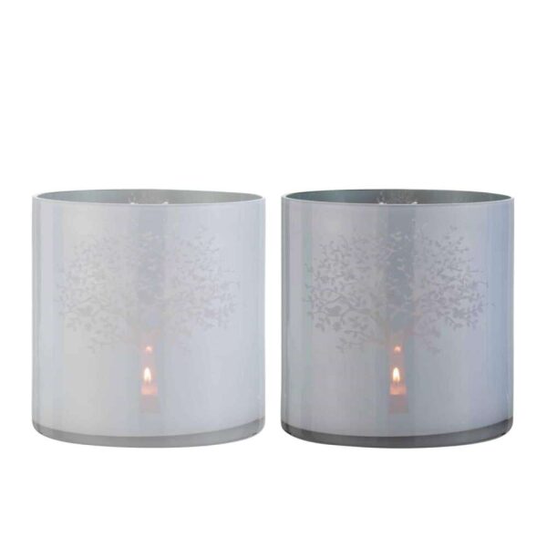 HURRICANE TREE GLASS WHITE/BLUE XLARGE ASSORTMENT OF 2