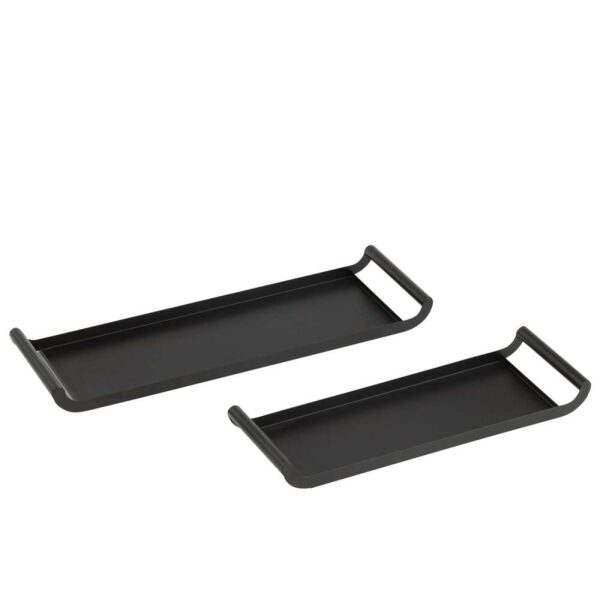 SET OF 2 TRAYS RECTANGLE METAL BLACK