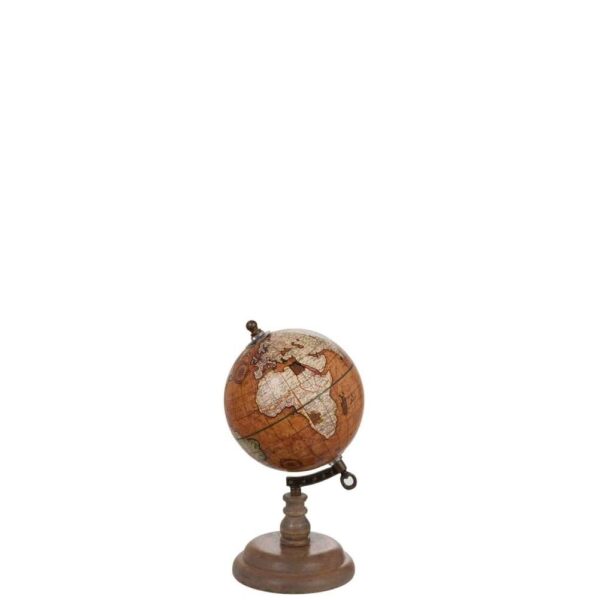 GLOBE ON FOOT WOOD RUST/NATURAL SMALL
