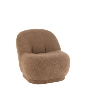 STOOL TEDDY VELVET WHITE BROWN