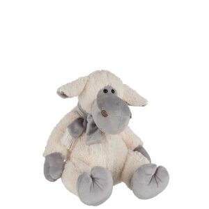 SHEEP+SCARF PLUSH ECRU/GREY LARGE