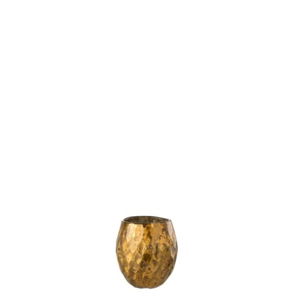 TEALIGHT HOLDER RHOMBUS GLASS GOLD