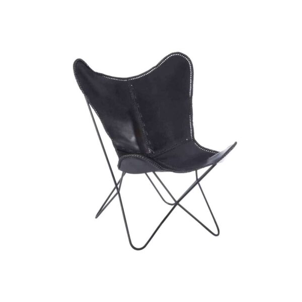 LOUNGE CHAIR LEATHER/METAL BLACK
