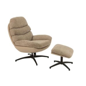RELAX SOFA + FOOTSTOOL METAL/PLYWOOD DARK GREY/BLACK