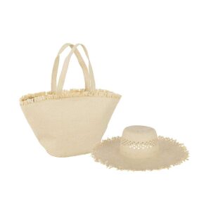 SET OF 2 BEACH BAG + HAT PAPER NATURAL