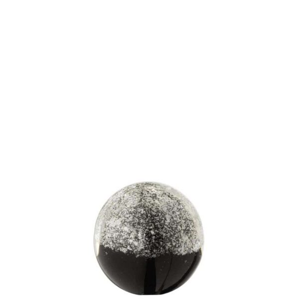 PAPERWEIGHT LAYERS GLASS BLACK/SILVER SMALL