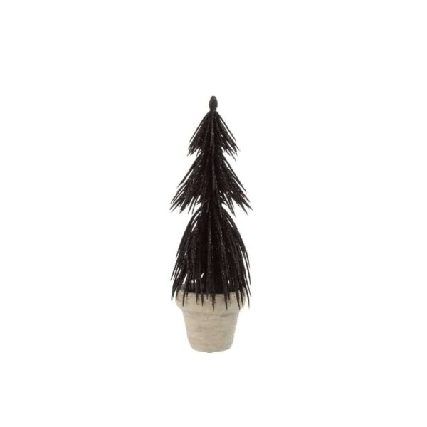 PINE TREE IN POT GLITTER PLASTIC BLACK