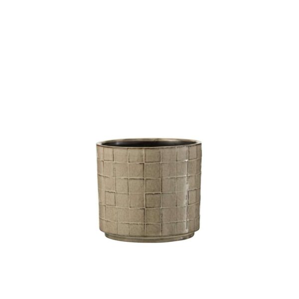 FLOWERPOT SQUARE CERAMIC BEIGE/GREY MEDIUM